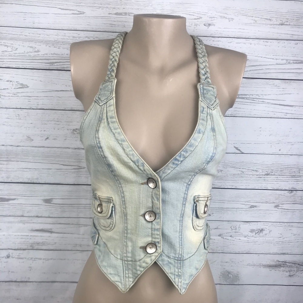 Dollhouse Denim Braided Vest size Small
